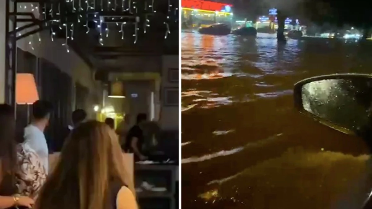 Yağmur ve fırtına Antalya’yı esir aldı! Restoranın camları bir anda patladı, yollar göle döndü